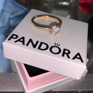Brand new in the box pandora clear sparkling crown solitaire ring never worn
